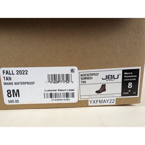JBU Duck Boots Mens 8M Maine Waterproof Tan Faux Fur Lined Lace Up Shoes NWB main image 7